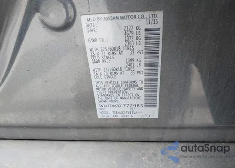 2016 Nissan Rogue Sl из США, поврежденный, VIN 5N1AT2MV2GC772985